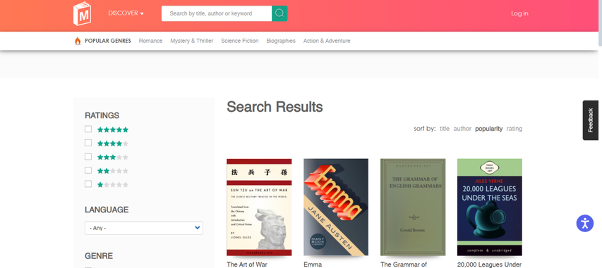homepage screenshot of manybooks