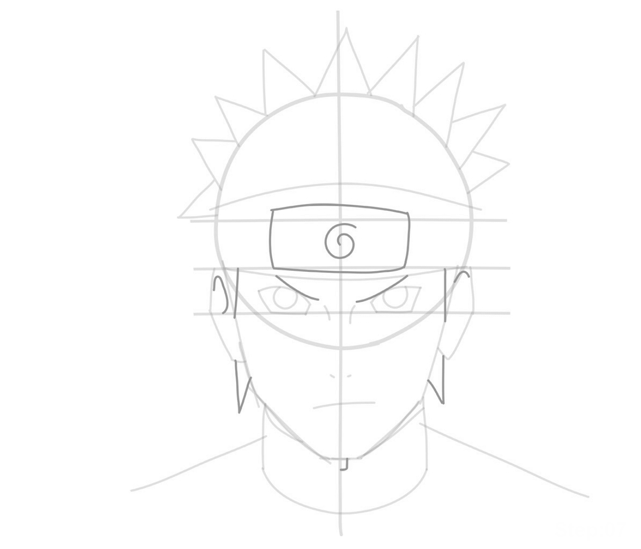 draw naruto hair and headband outline