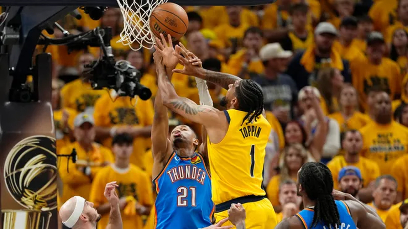 a moment from game 6 of nba finals 2025