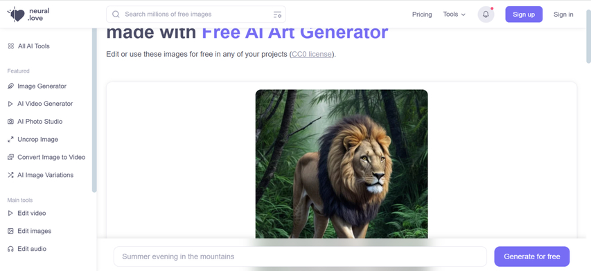 ai image creator prompt diamond body lion walking