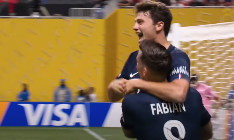 João Neves scoring for PSG against Inter Miami