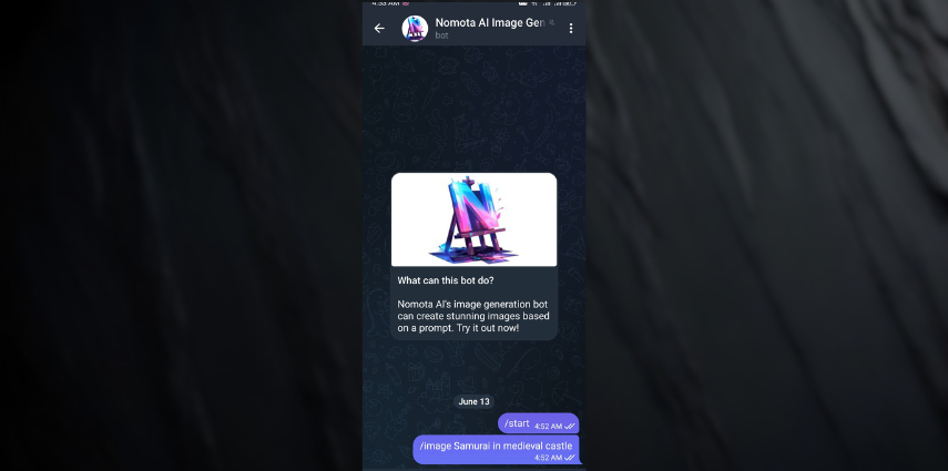 nomota ai telegram ai image generator