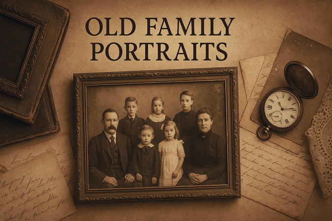 foto antiga de família com memória