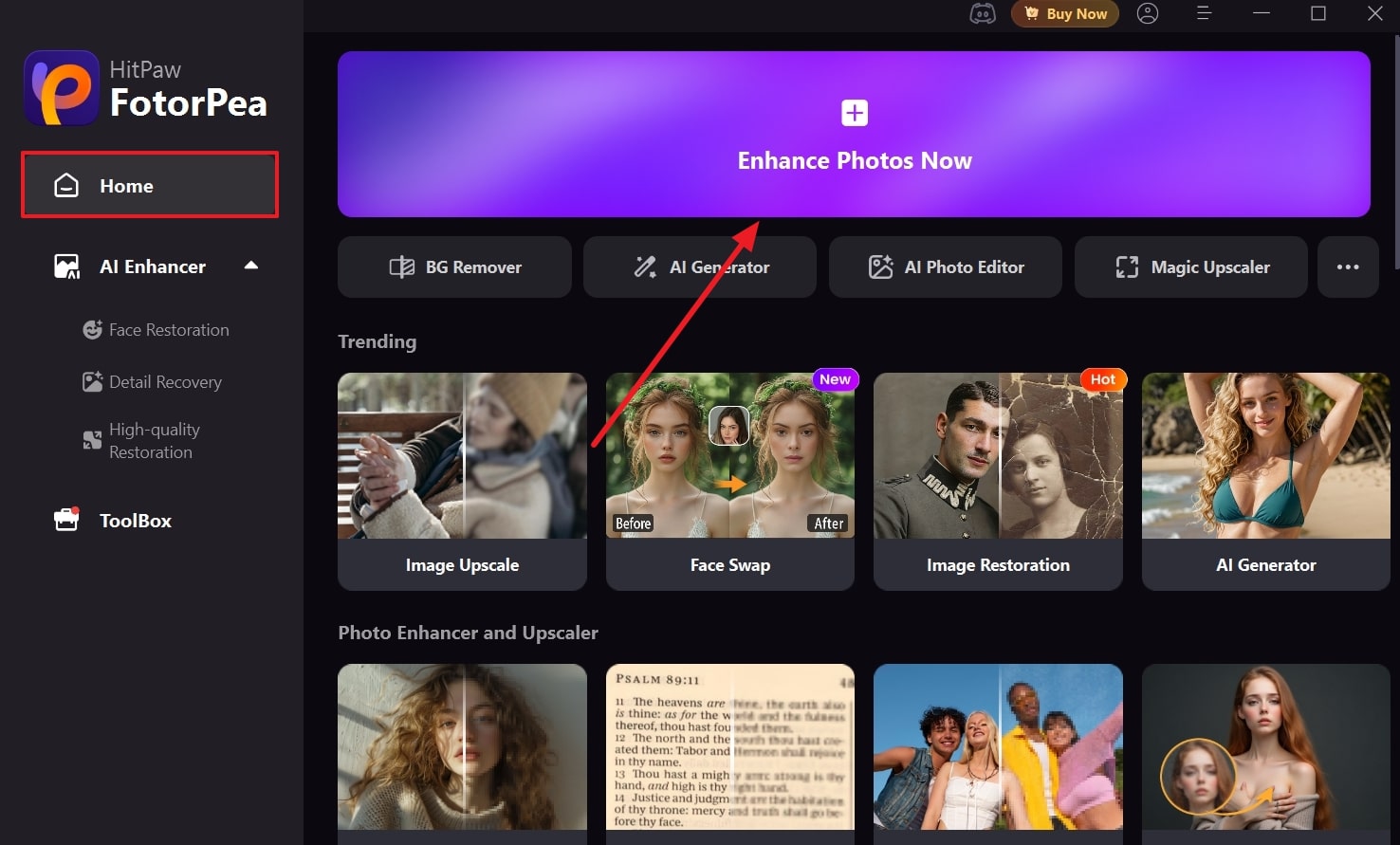 enhance image with hitpaw fotorpea