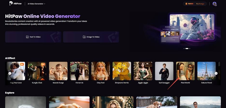 access hitpaw tool and select pixel world