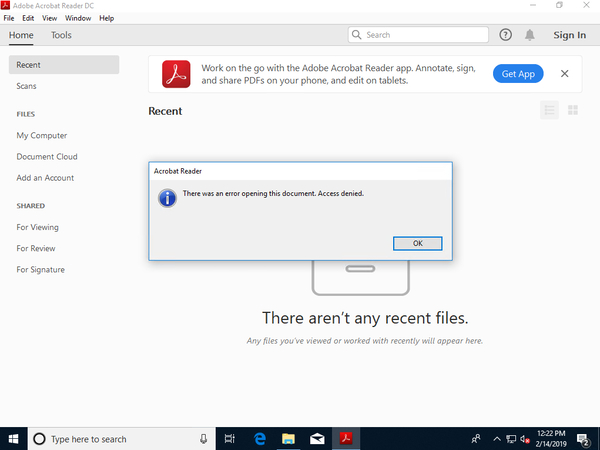 pdf file not opening