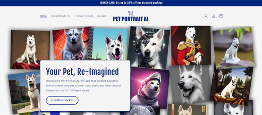 pet portrait ai for themed pet artwork