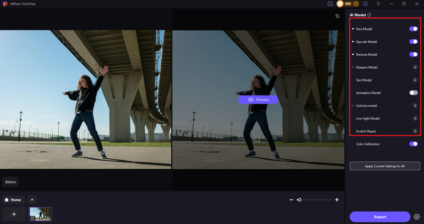 HitPaw FotorPeaの写真強化オプション