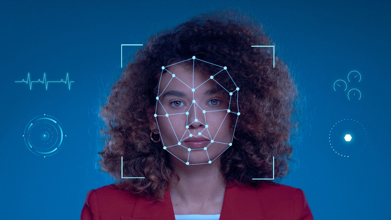 photo of a woman in dace detection focus