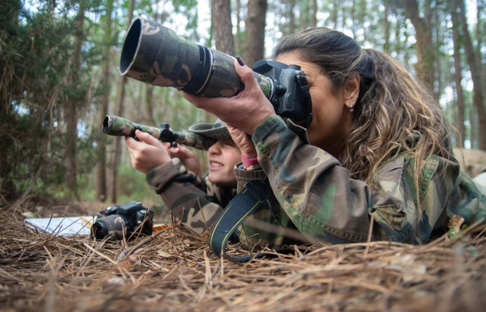 photographer set for photography with their cameras in jungle