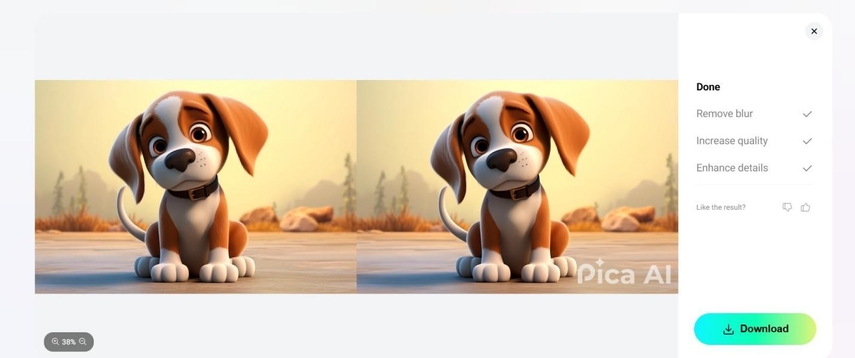 enhance your cute puppies sketch with pica ai
