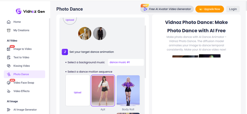 picture to dance Vidnoz AI