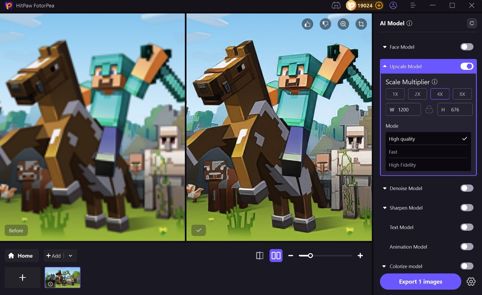 export image after comparing results