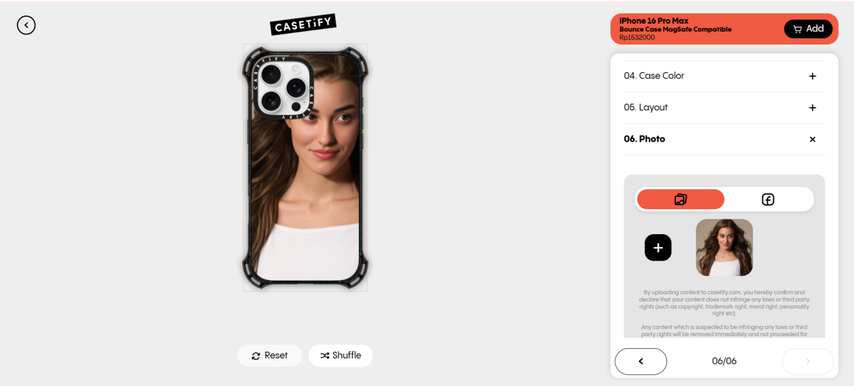 preview and adjust photo on phone case