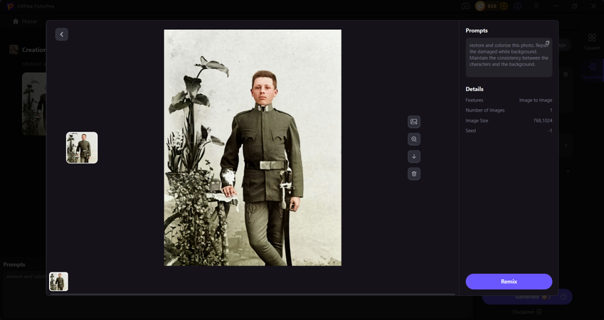 preview the restored soldier photo