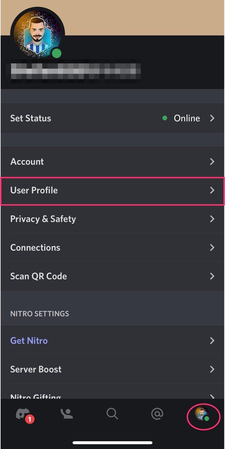 option profile user or left upper image
