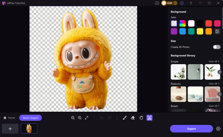 labubu photo with transparent background