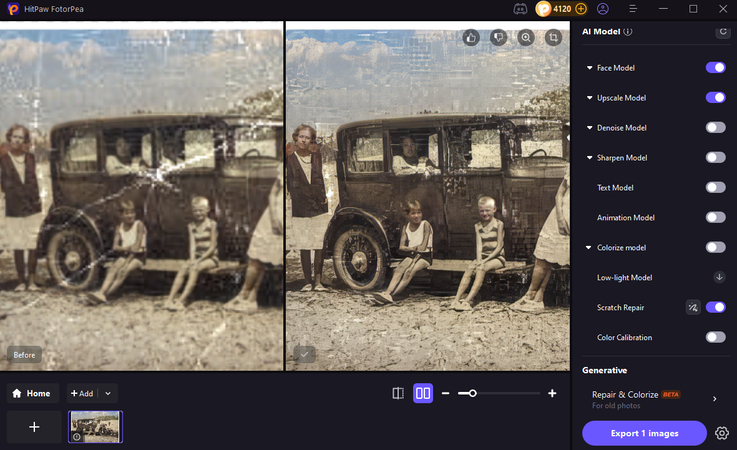 restore photo scratch with fotorpea