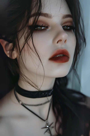 photo of a girl with romantic Goth makeup