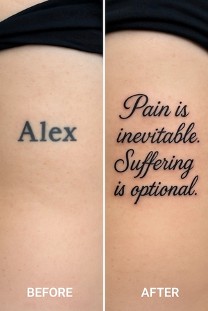 cobrir tatuagem de nome com citação em script