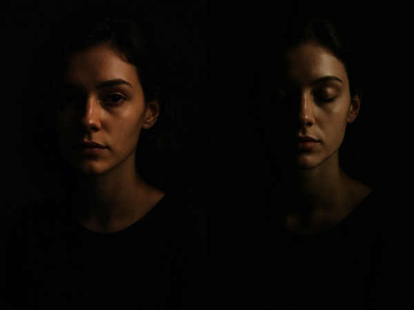 loop lighting applied low key portrait