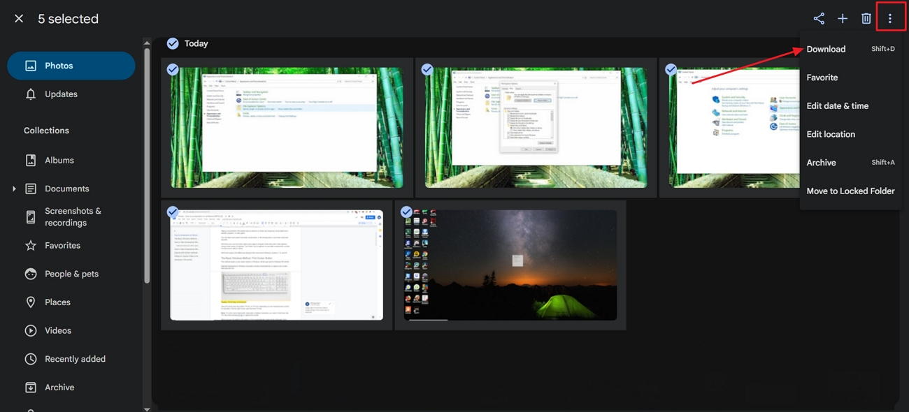 Google Fotos auf dem PC für die Sicherung herunterladen