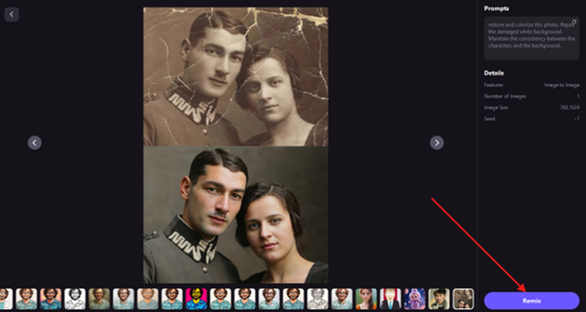 Selecting Image Restoration as the default template