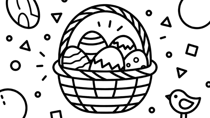 easter coloring basket eggs shapes