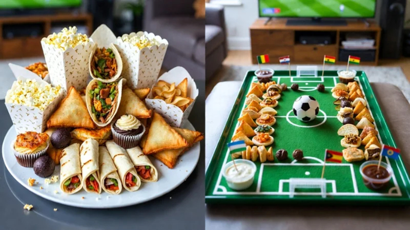 organized snacks layout for world cup