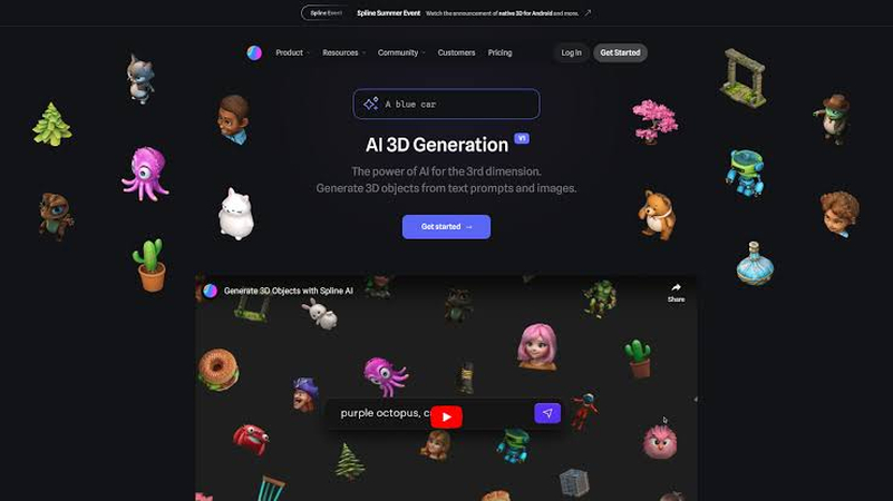 Spline AI text to 3D model online free generator