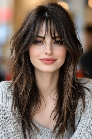 classic square face bangs styles