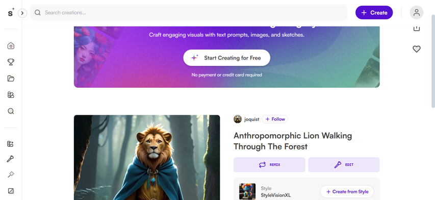 ai image creater prompt diamond body lion walking
