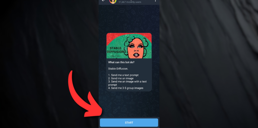 telegram ai image generator bot start
