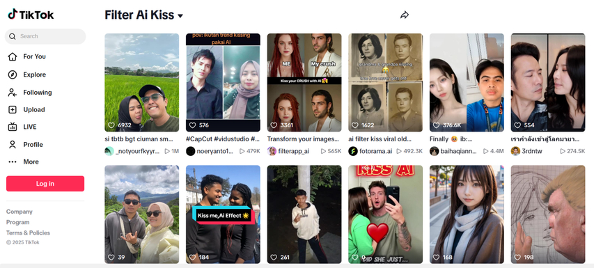 Filtro de beso animado con IA en TikTok