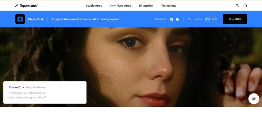 topaz photo ai tool for image denoise