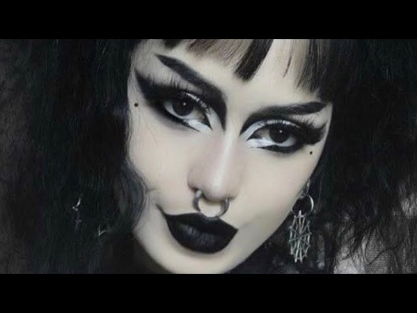 photo of a woman with traditional Goth makeup