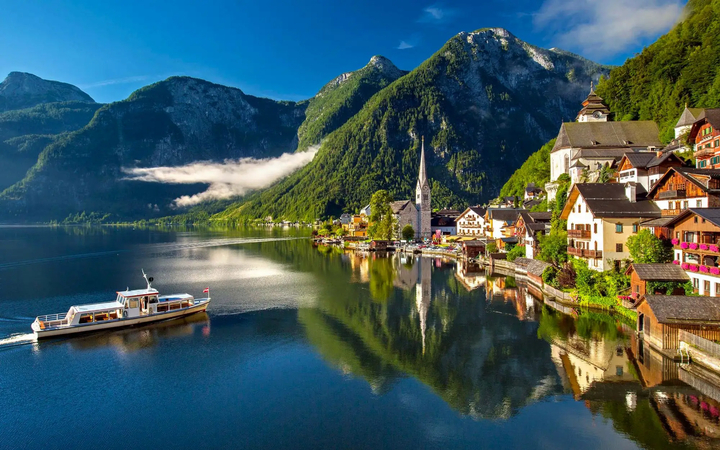 lakeside village view of hallstatt