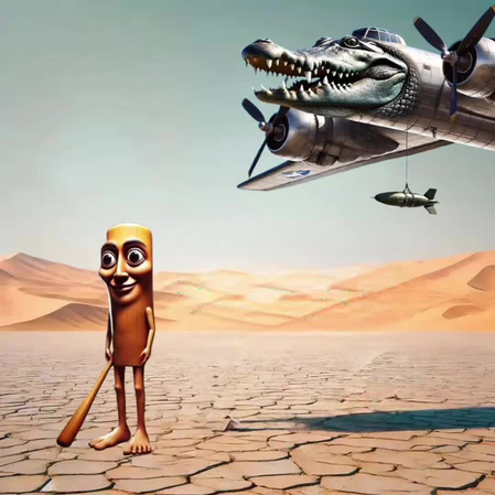 tung tung tung sahur meme with baseball bat and crocodile helicopter on top
