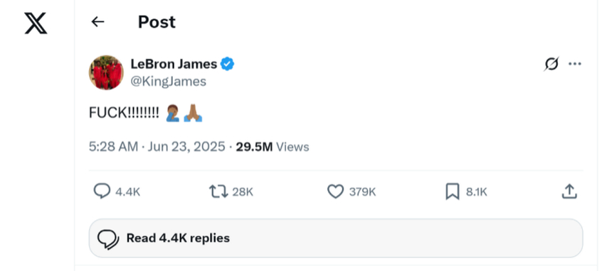 LeBron James' emotional tweet reacting to Tyrese Haliburton's injury