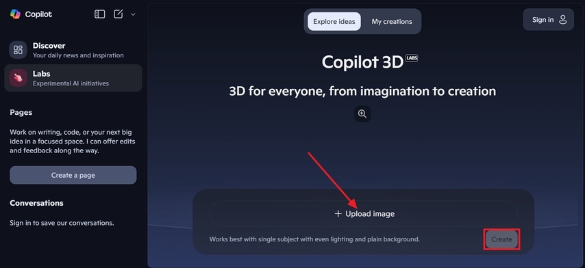 click on upload image to insert picture