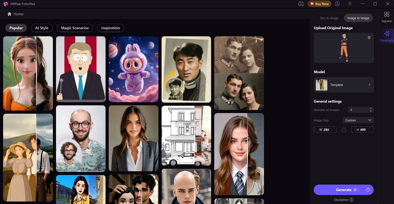 upload naruto image on fotorpea interface