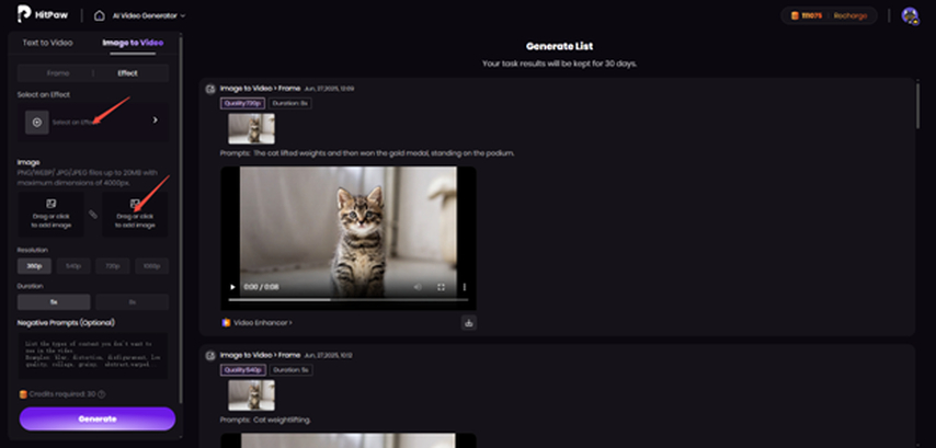 choose effect and upload image