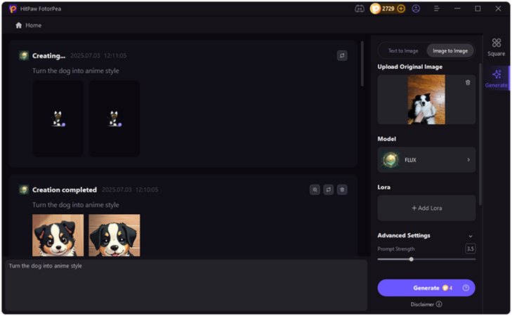 上傳寵物圖像到FotorPea