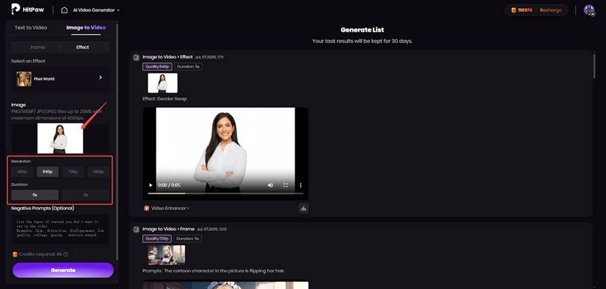 choose selfie set video length and quality