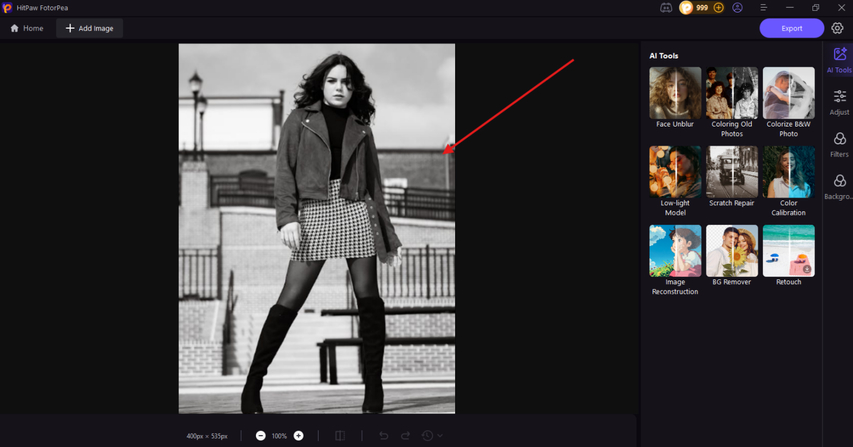 Téléchargement d'une photo noir et blanc ou sépia