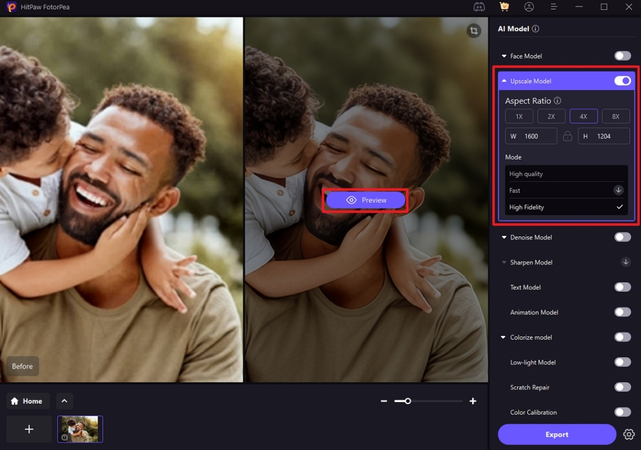 apply ai models and hit preview