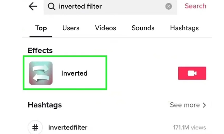 tap screen to use the inverted effect