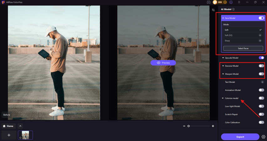HitPaw FotorPeaのモデルを使用した画像の色の修正