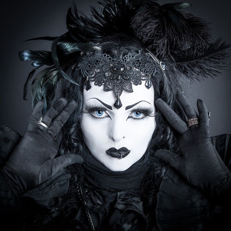 photo of a woman with victorian Goth makeup