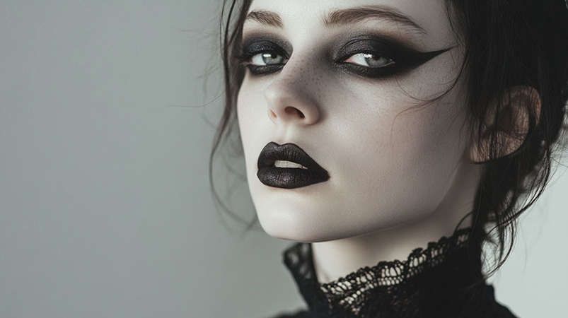 photo of a woman with Goth makeup